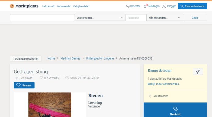 Emma de haan op Marktplaats is een dief – FAKE!