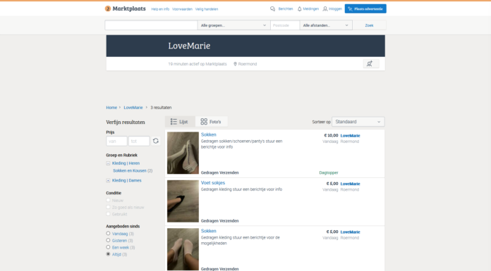 UPDATE: LoveMarie is Babe0e op Marktplaats