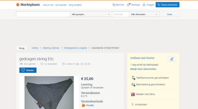 Melissa van Buren op Marktplaats is een dief – FAKE!