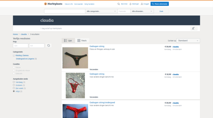 Claudia op Marktplaats is een dief/fake